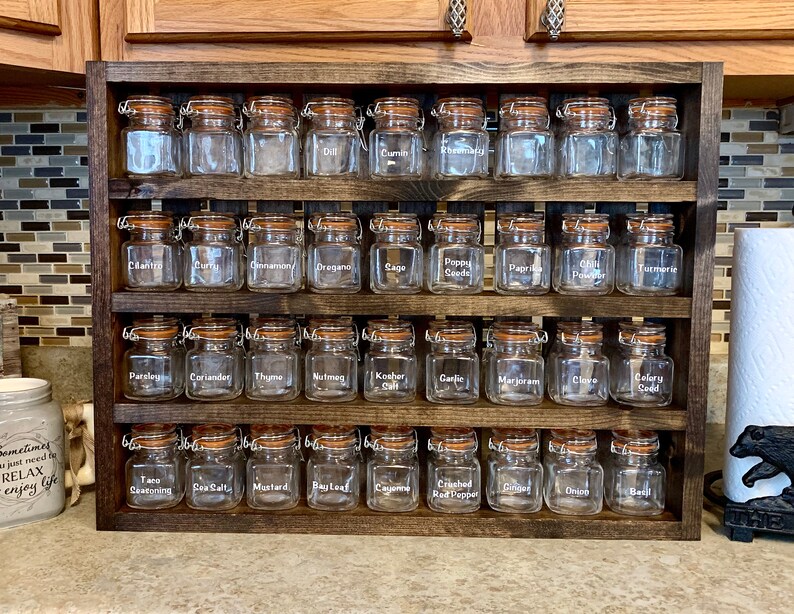 Rustic Spice Rack with Custom Labeled Jars Etsy