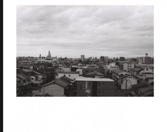 SPRAWLING JAPAN ROOFTOPS (view from train window) - Digital Download) - Alternative Culture and Travel - Black and White Film Photography