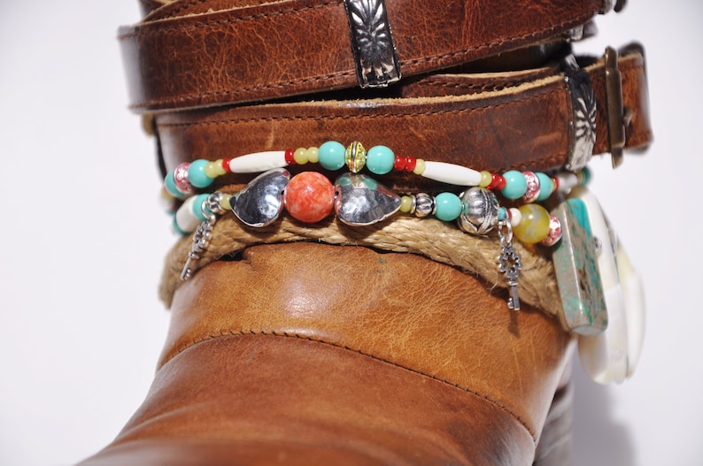 Jasper Stone and Buffalo Teeth Beaded Boot Bracelet