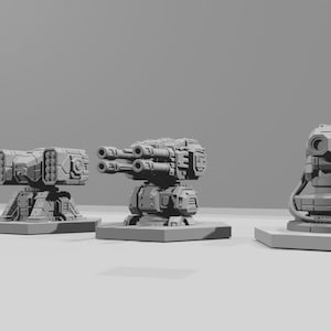 6mm tabletop turrets x 3 , SRM/AC5/MPL, mecha museum, robots, mechanico
