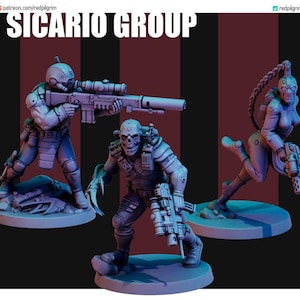 28mm sci-fi miniatures, Sicario Group 2, Redpilgrim, proxies, wargaming, tabletop games
