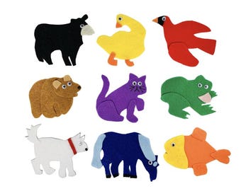 Brown Bear Felt Board Story, Handmade Flannel Animals