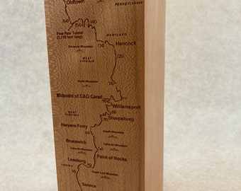Radeln Sie über den Chesapice and Ohio Kanal - (C&O Towpath Spuren) ~ erinnern Sie sich an Ihre Fahrt oder Wanderung, in diesem historischen Park (personalisiert) - Wanderkarte