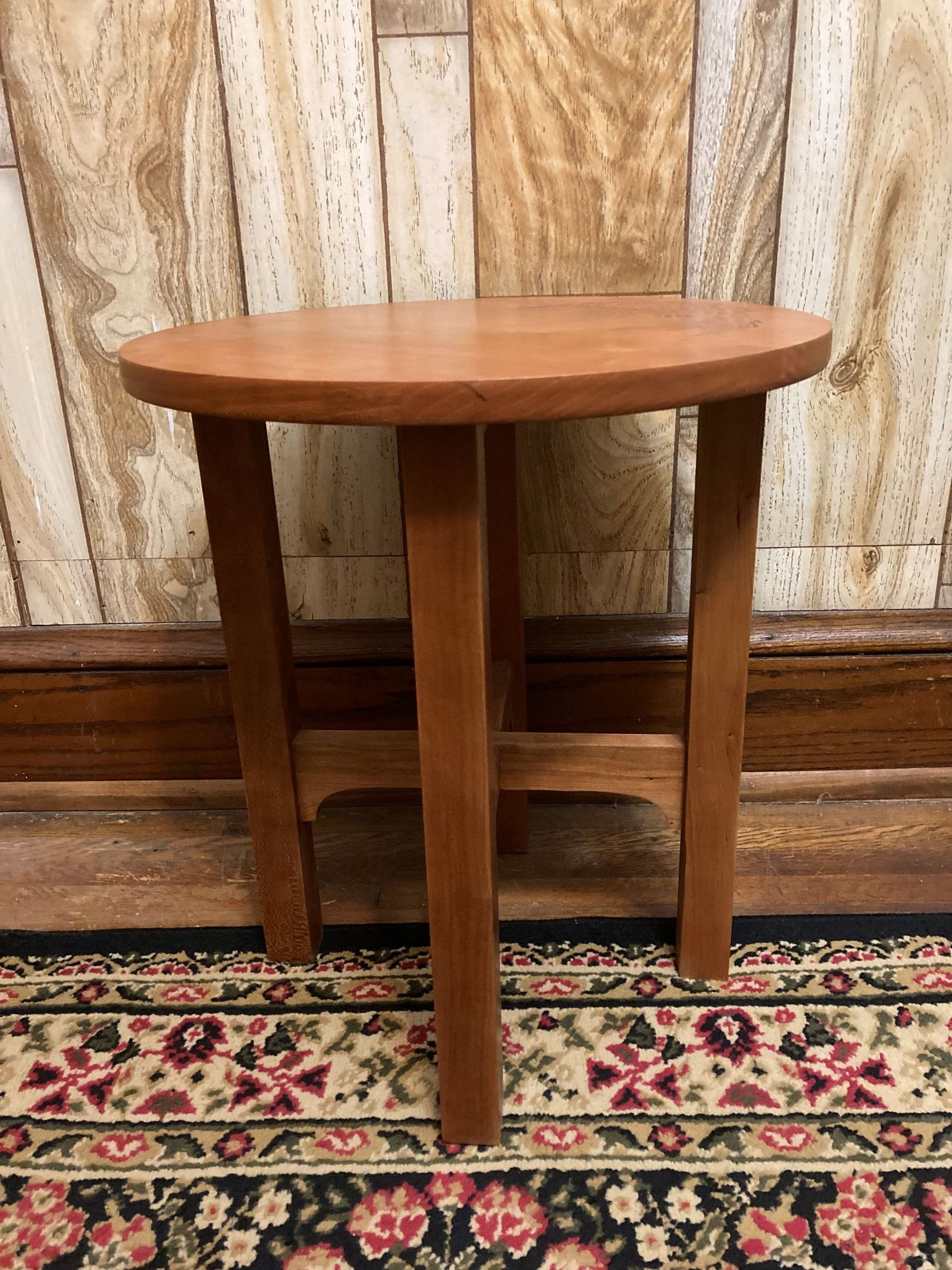 Handmade Cherry Tabouret Side Table: Gustav Stickley Koi Inlay Design ...