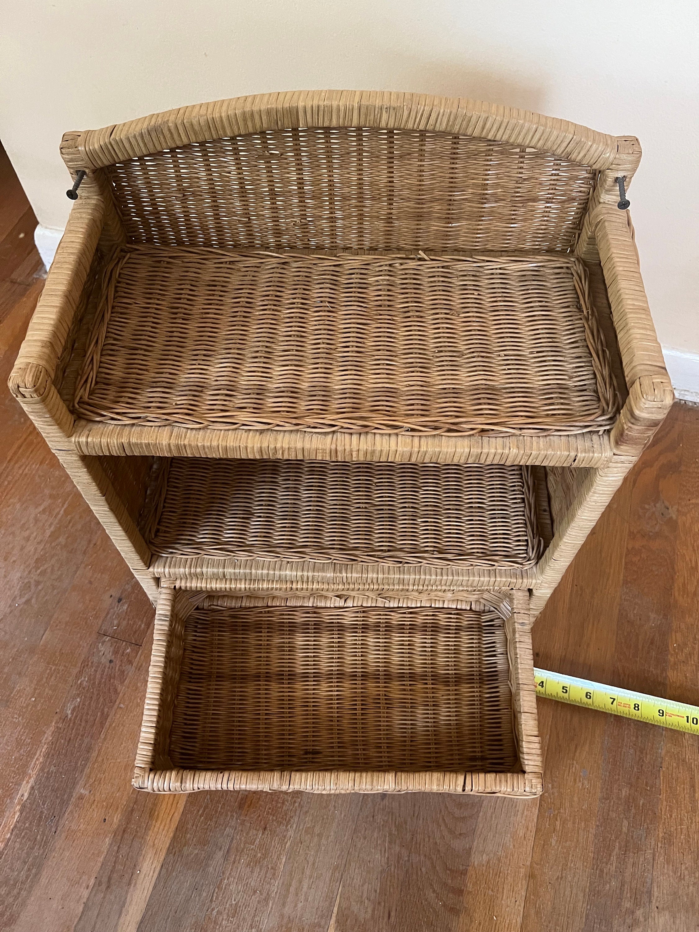 Vintage Rattan Wall Shelf With Drawer Etsy