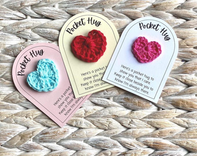 Pocket Hug: Cotton Crochet Heart with Card