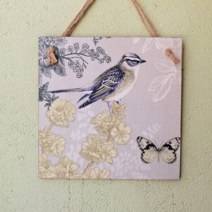 Bird wall hanging sign, Wooden bird sign, Kitchen plaques, Bird lover gift, Country rustic wall art, Decoupage art, Farmhouse decor