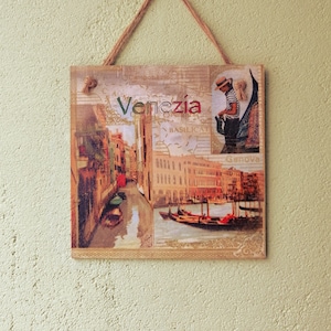 Venice wooden wall hanging plaque, Italy wall art, Kitchen wall signs, Italy lover gift, Country wall decor, Housewarming gift, Decoupage