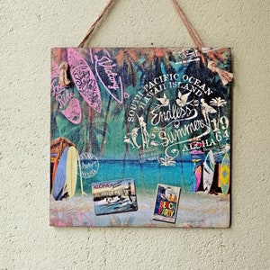 Surf wall hanging plaque, Surf wooden signs, Beach sign, Surf lover gift, Kitchen sea decor, Ocean wall art, Decoupage art