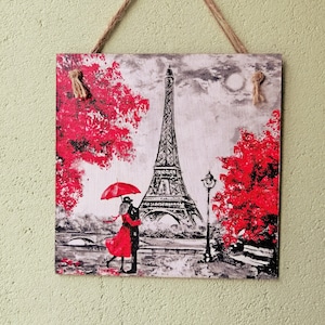 Paris Wall decor,Eiffel Tower Wall art,Decoupage wall picture,French decor,Wooden signs,Wood wall art,Kitchen wall decor,French style decor
