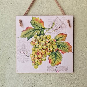 Grapes decoration for kitchen, Wooden Provence kitchen plaque, Grape Kitchen fall sign, Country wall art, Farmhouse decoration, Decoupage