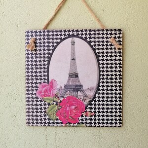 Paris Wall decor,Eiffel Tower Wall art,Decoupage wall picture,French decor,Wooden signs,Wood wall art,Kitchen wall decor,French style decor