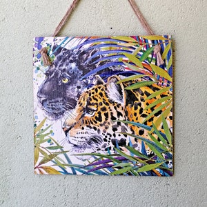 Placca appesa a parete leopardo pantera nera, decorazione cucina Wildcat, insegna cucina animale selvatico, arte murale africana, regalo amante degli animali
