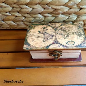 Boîte en bois à mémoire de forme, boîte de style vintage, boîte à bijoux de découpage, boîte à bagues, boîte-cadeau, rangement pour bijoux, boîte à bibelots