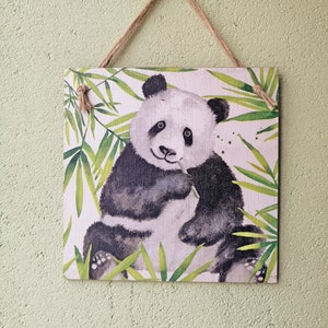 Panda wall art, Panda kitchen plaque, Wild animal Kitchen sign, Animal lover gift, Panda decor, Decoupage picture
