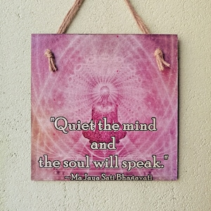 Meditation inspirational gifts, Inner peace Quote wall art, Zen wall art, Wooden hanging plaque, Purple Saying sign, Yoga lover gift