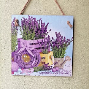 Wall hanging plaque/picture Lavender in the jug/pots Herbs garden Summer