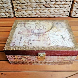 Wooden watch box, Watch case, Rustic Men watch box, Watch box for men, Watch box for 4 watches, Watch storage box, Groomsmen Gift, Decoupage