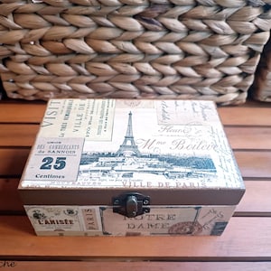 Boîte à bijoux Tour Eiffel, boîte à bijoux bijou Paris, boîte en bois souvenir, boîte à bagues de découpage française