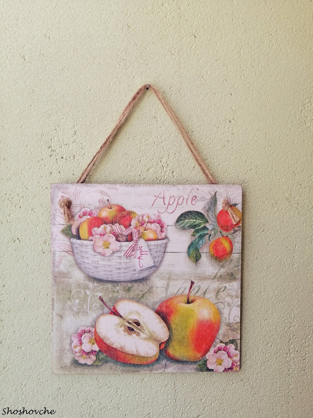 Apple Wall Decor Country Wall Art Wooden Kitchen Plaques Etsy