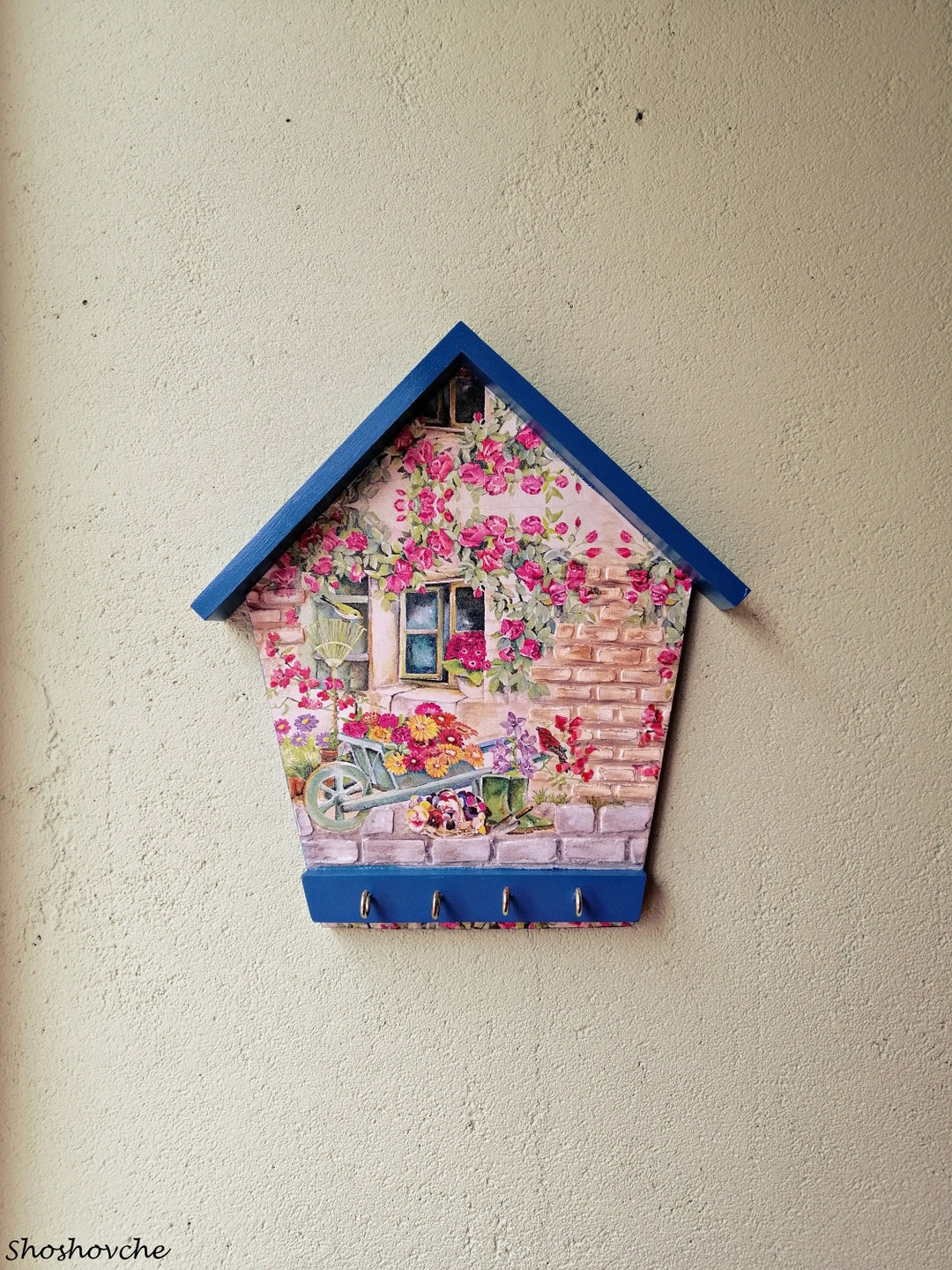 Spring Garden Key Holder for Wall Farmhouse Rustic Wooden Etsy