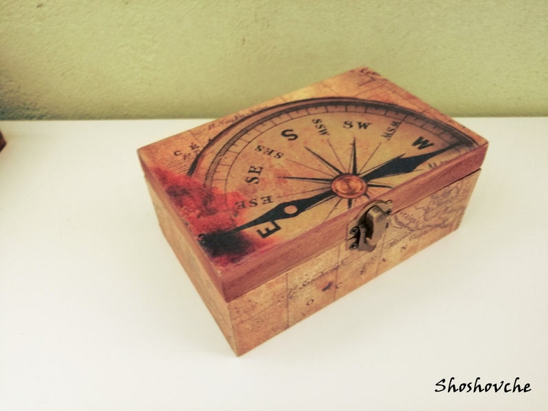 Ring box ring box jewelry storage jewelry box wood handemade unique cotton box heart world map