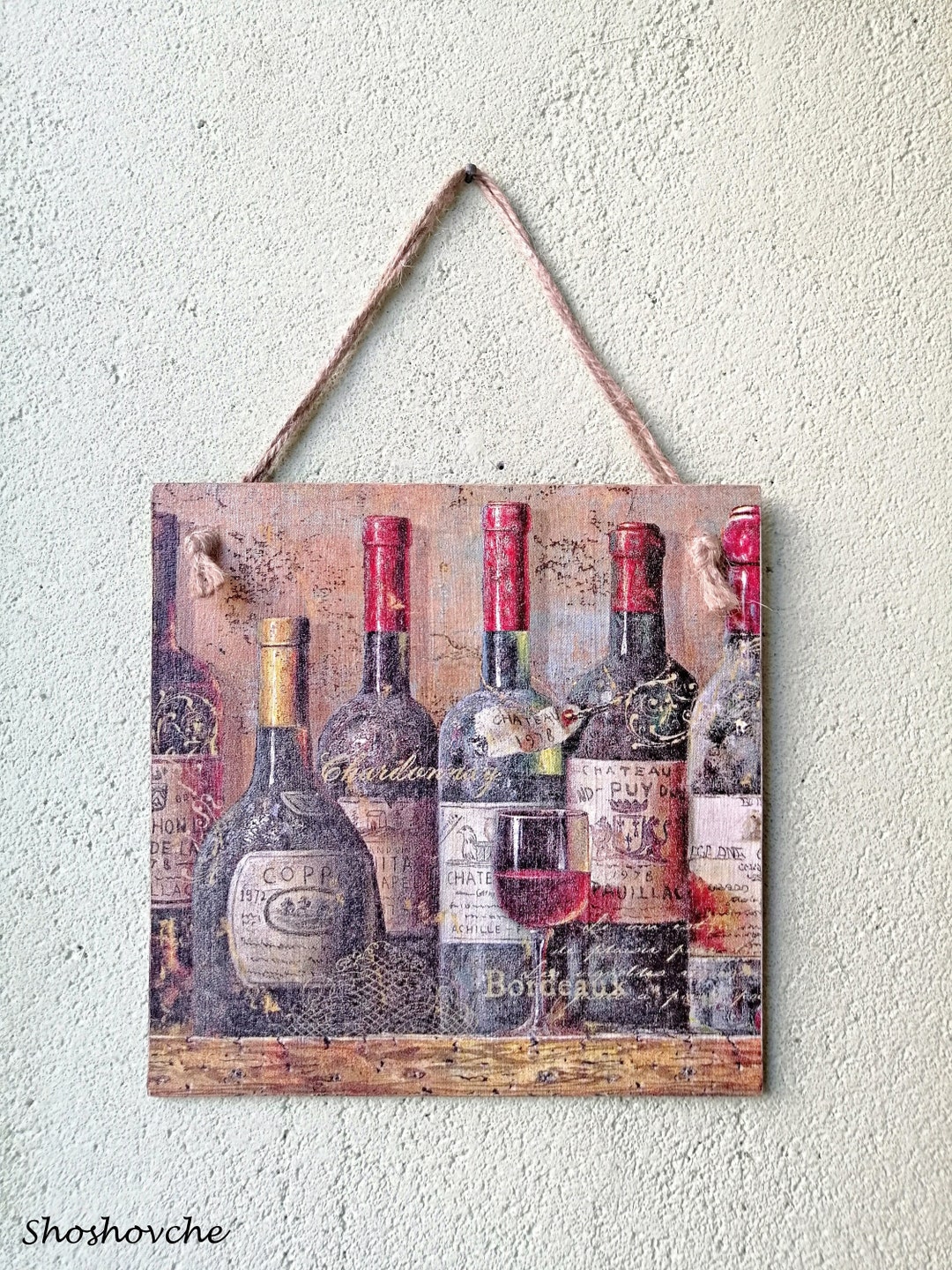 Wine Wall Hanging Plaque Winery Rustic Decor Wooden Kitchen Etsy