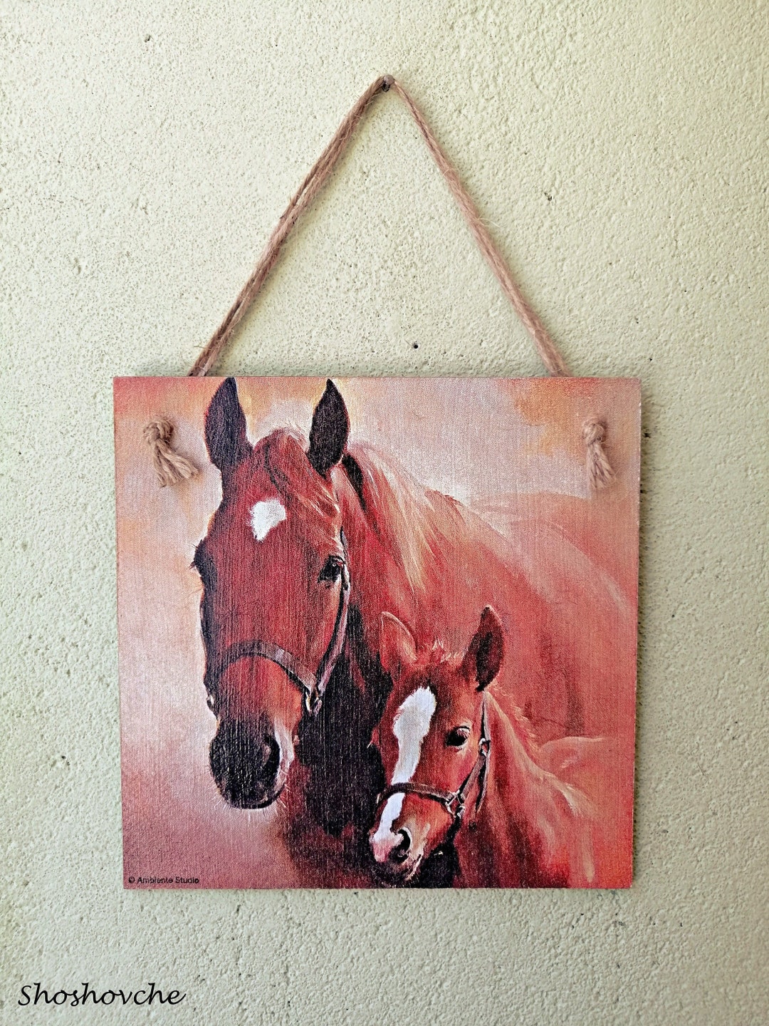 Horse Wall Decor, Horses Art Print, Horse Lover Gift, Wooden Kitchen
