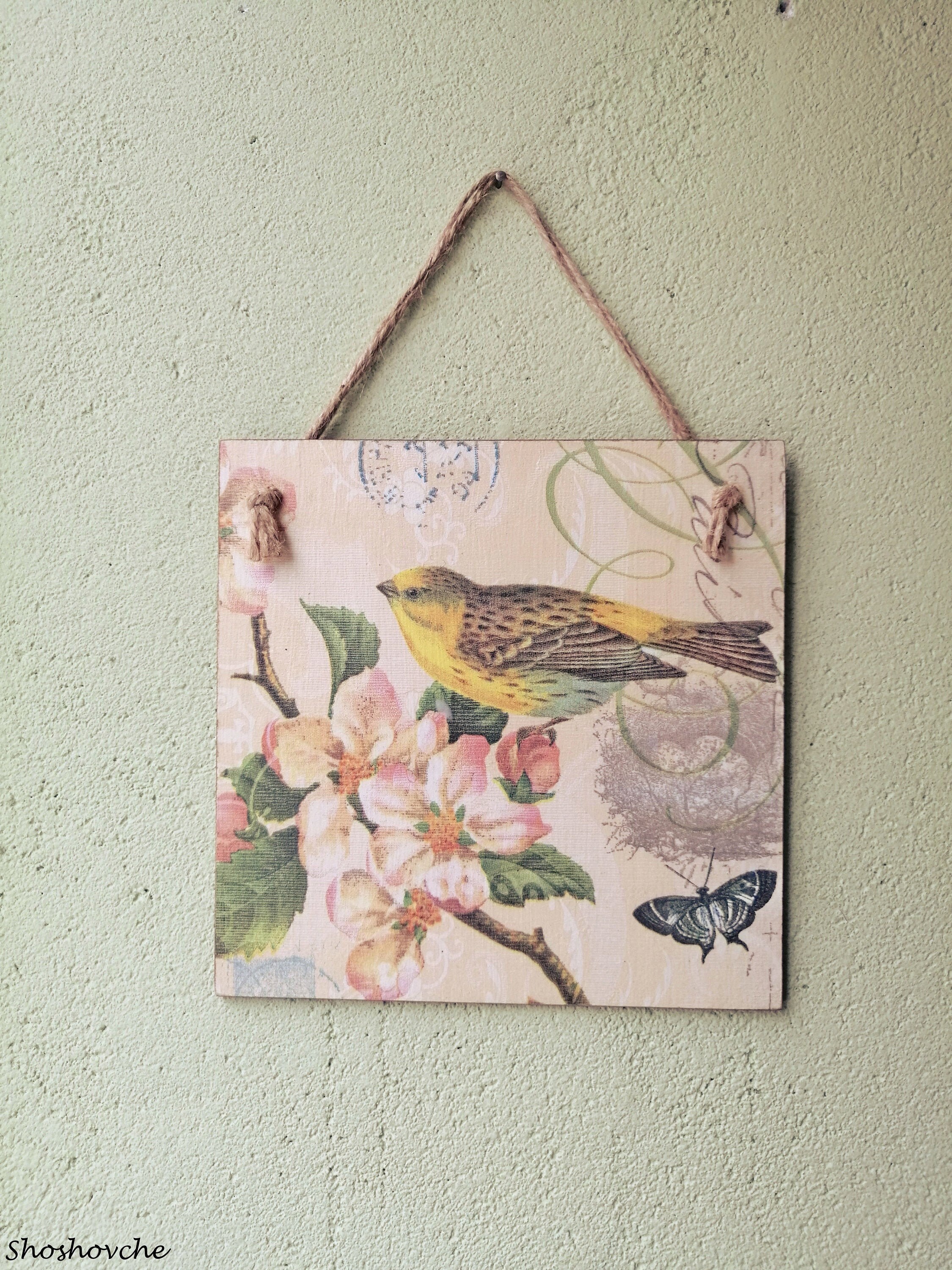Rustic Birds wall hanging sign Wooden bird sign Kitchen Etsy