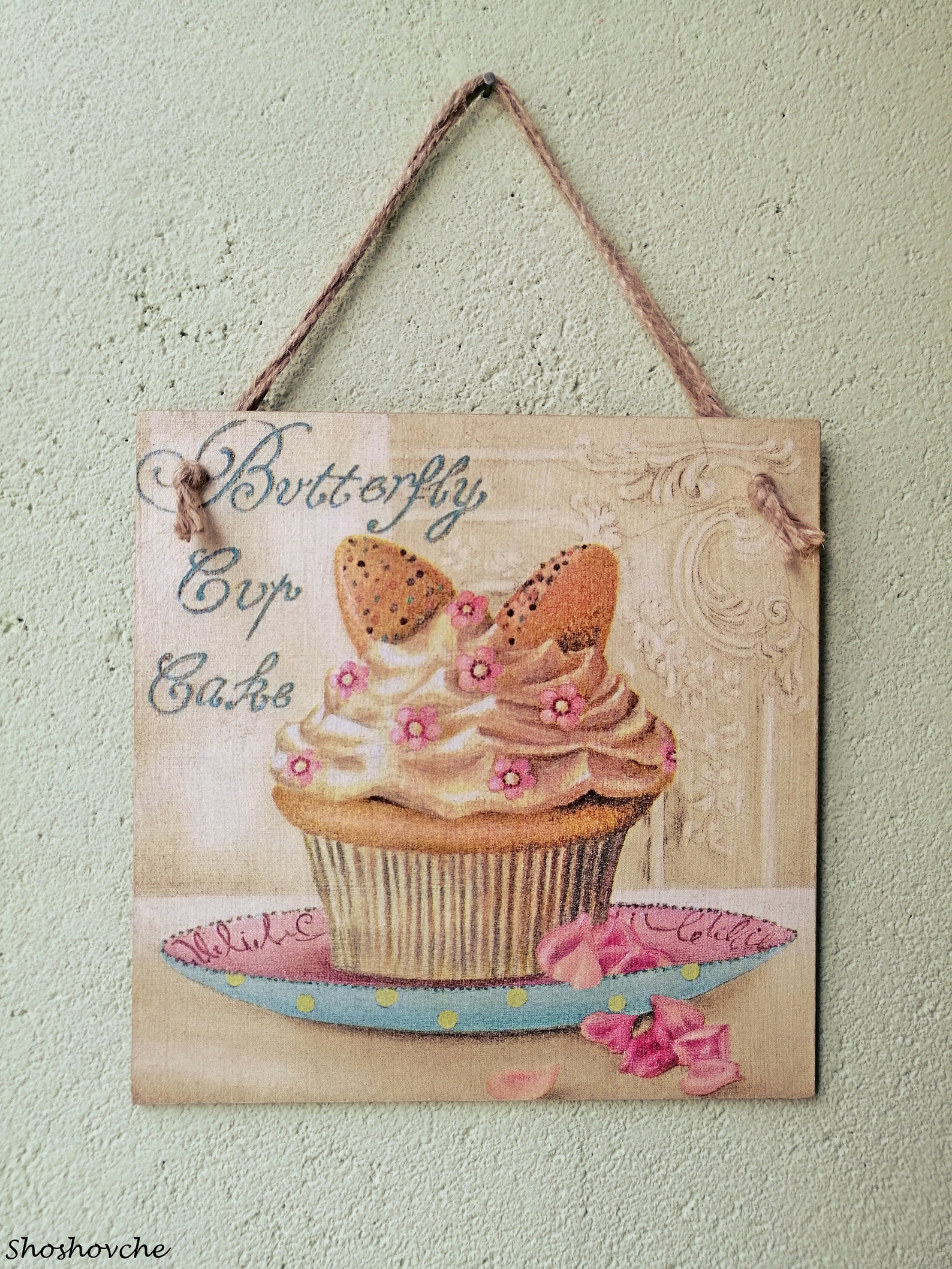 Butterfly Cupcake Wall Decor Wooden Kitchen Hangings Cook Etsy