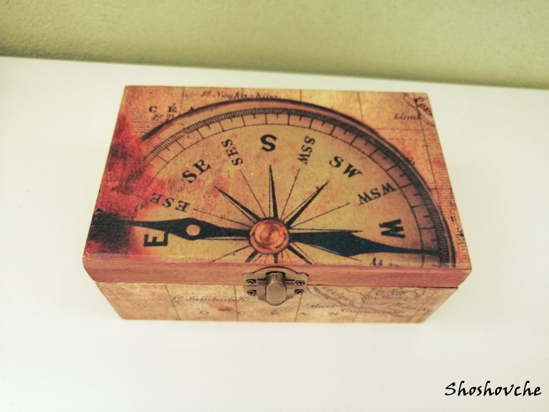 Ring box ring box jewelry storage jewelry box wood handemade unique cotton box heart world map