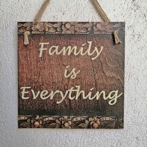 Family is Everything Sign: Rustic Decoupage Wood Wall Art