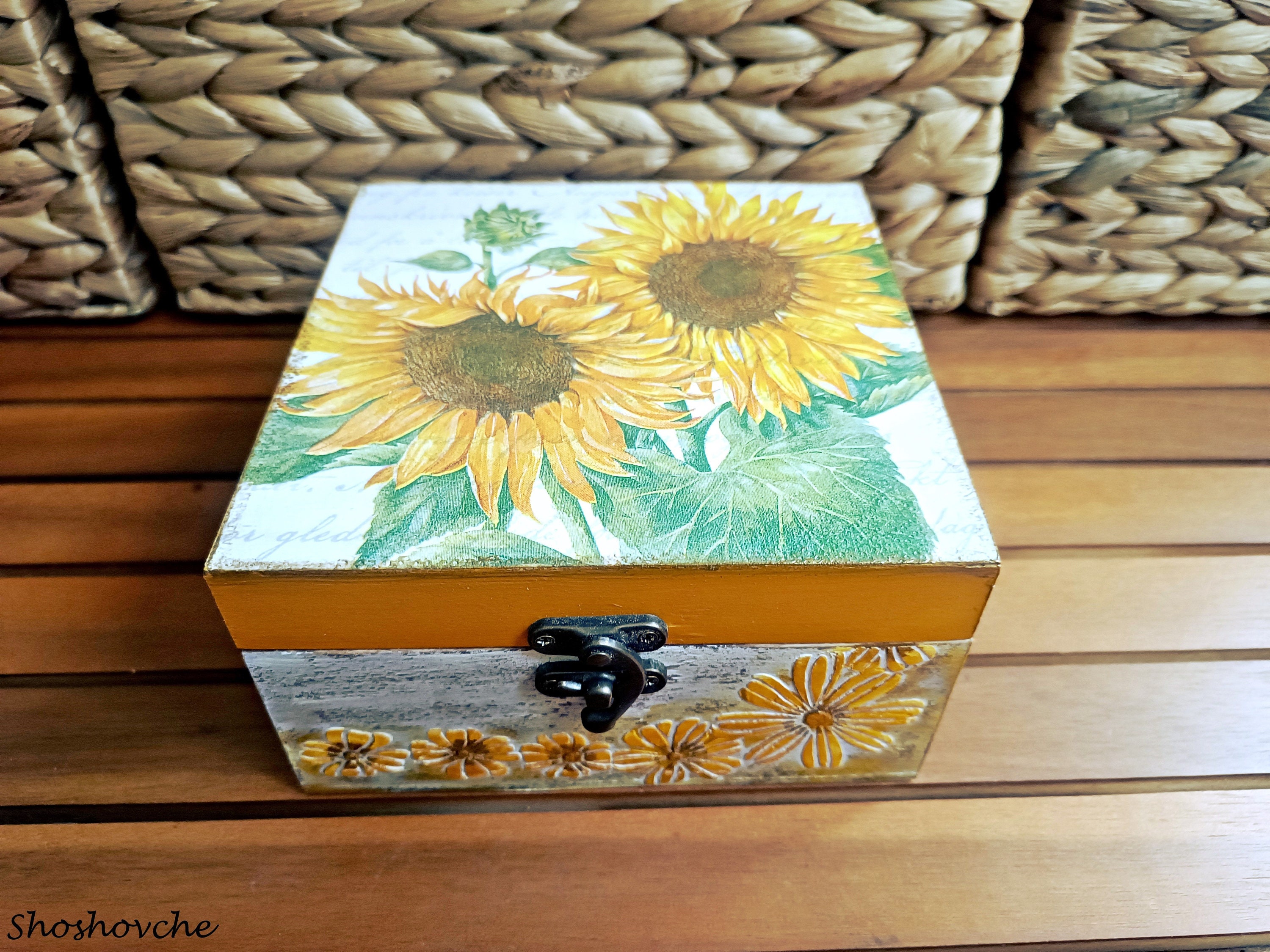 Sunflowers Jewellery Box, Big Yellow Jewelry Trinket Box
