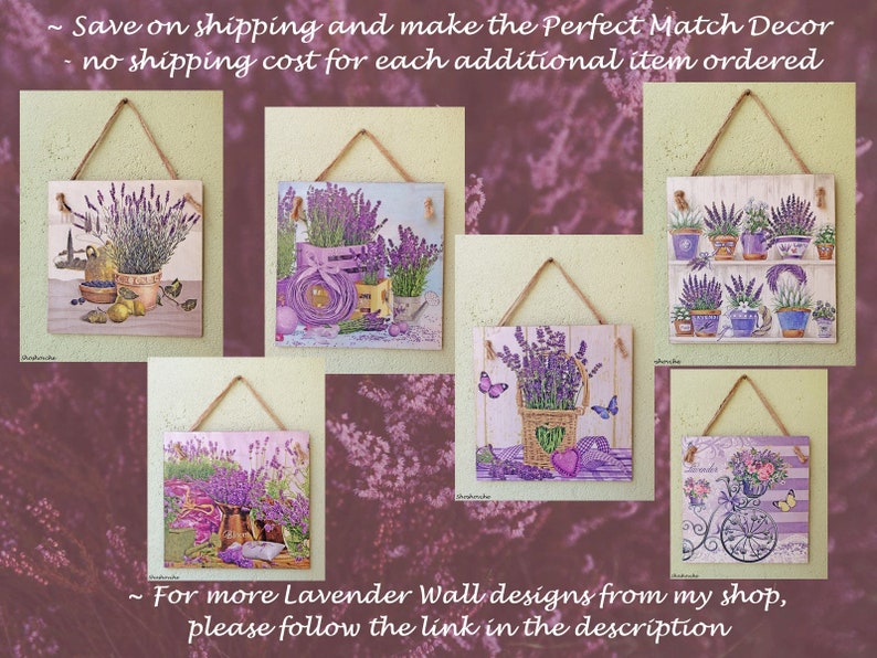Rustic French Province Lavender Purple Basket Wall Hanging Plaque