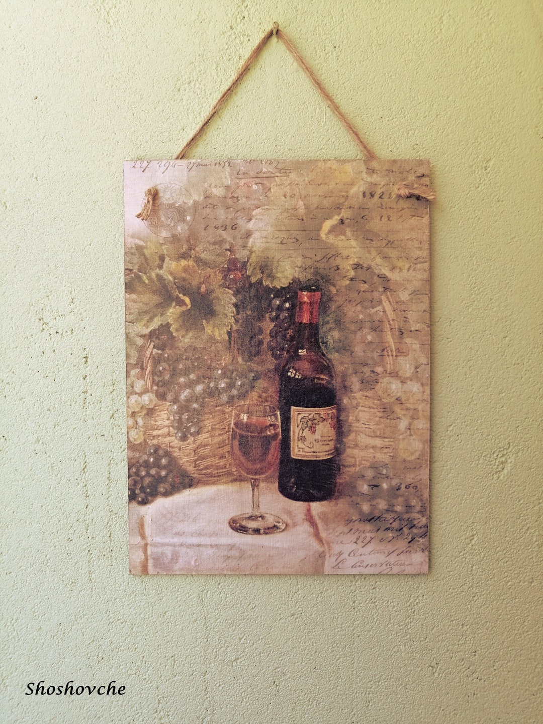 Wine Wall Decor, Wooden Kitchen Plaques, Kitchen Signs, Country Wall