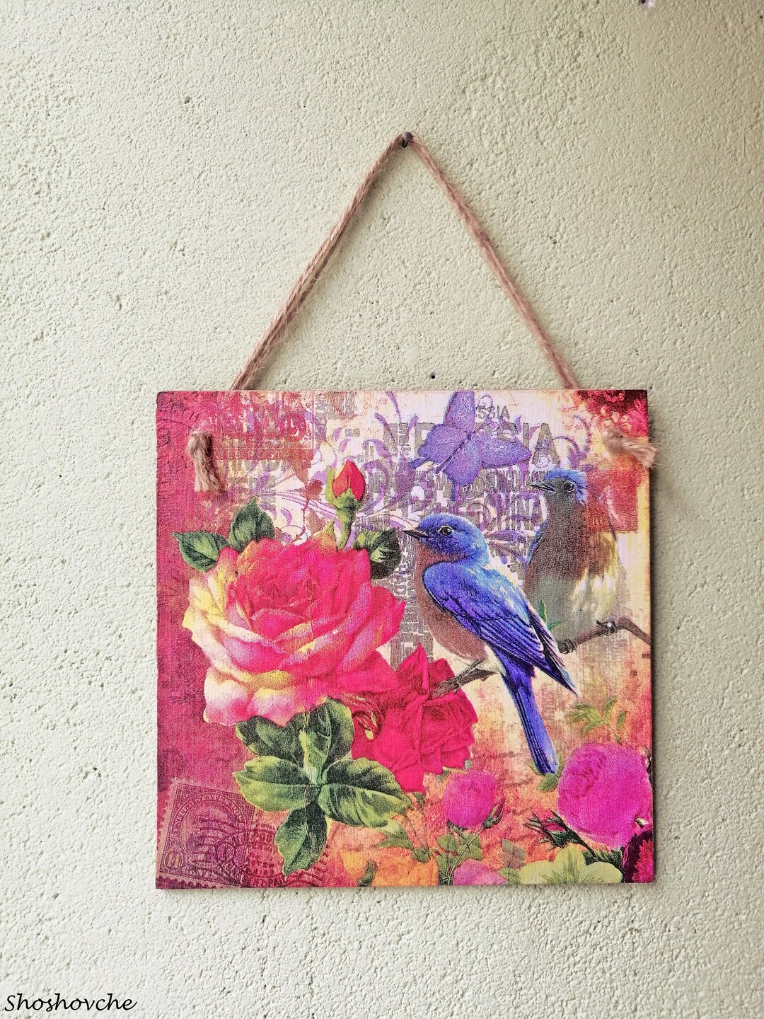 Birds Wall Hanging Plaque Wooden Wall Decor Bird Lover Gift Etsy