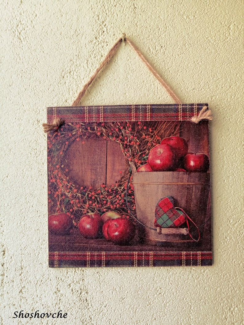 Apple wall decor Country wall art Wooden kitchen plaques Etsy