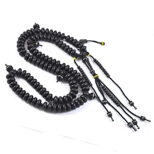 Indahcraft- Handmade Tasbih Tijani Black Wood Ebony Kalimantan Round Flat Large Size