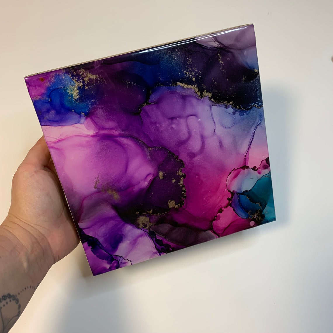 Alcohol Ink & Resin Painting Original Abstract Fluid Art Etsy