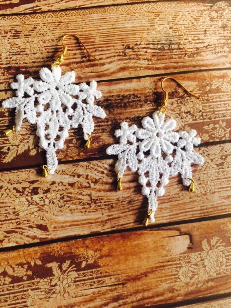 Delicate Lace Applique Earring Handmade Lace Earring Lace Etsy