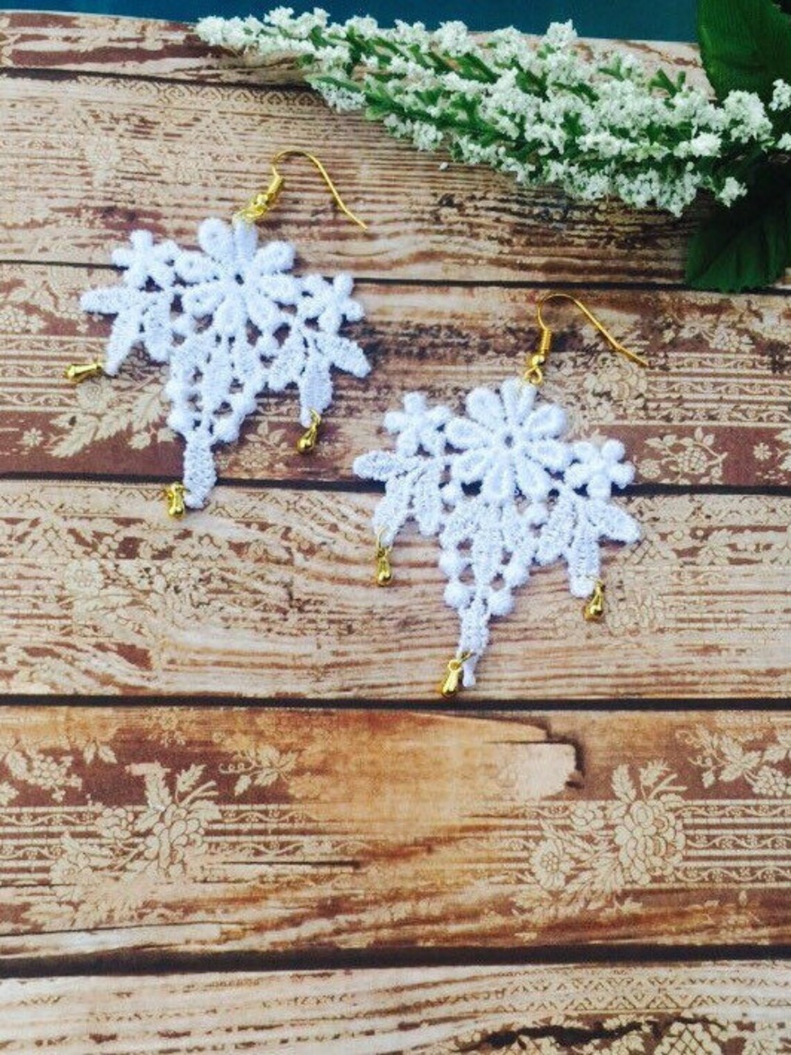 Delicate Lace Applique Earring Handmade Lace Earring Lace Etsy