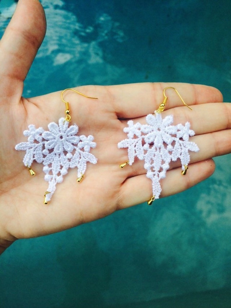 Delicate Lace Applique Earring Handmade Lace Earring Lace Etsy
