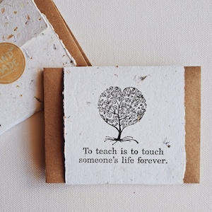 10 Mini Teacher Encouragement Cards with Envelopes, Handmade Recycled Paper Notes for colleagues, educators, mentors and coaches