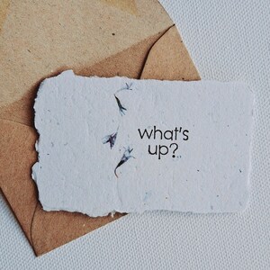 10 Mini Cards with Envelopes for Teachers, Parents, Friends. Handmade Recycled Paper "What's Up?" notes