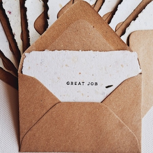 10 Mini Validation Cards with Envelopes, Handmade Recycled Paper messages for teachers, parents, colleagues and friends