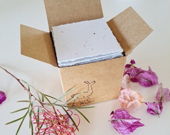 Botanical Handmade Recycled Paper - Neutral Tones, torn and Deckle Edges (2.5x2.5", 100 Sheets)