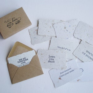 Love Note Kit with Hand made Paper. Mini Notes with Envelopes. Homemade recycled Love Messages. Lover's Gift for partner wife husband