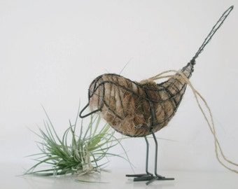 Native Bird Nester. Wire Bird with Llama Fibre Nesting Material. Bird Gift. Spring Gift for Nature lovers