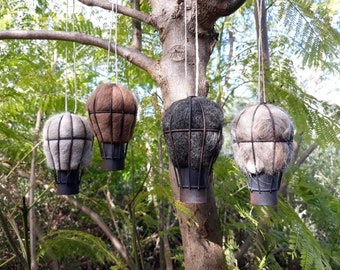 SET OF 3 Bird Nesters Garden gifts for children. Hot Air Balloons. Nature Play. Llama Nest Building Material. Outdoor Playground. Bird Gift