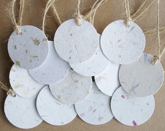 Handmade Recycled Paper Tags,  Neutral Toned Swing Tags, Eco Friendly Tags,  Product Tags, Gift Tags, Small Round Tags, Price Tags